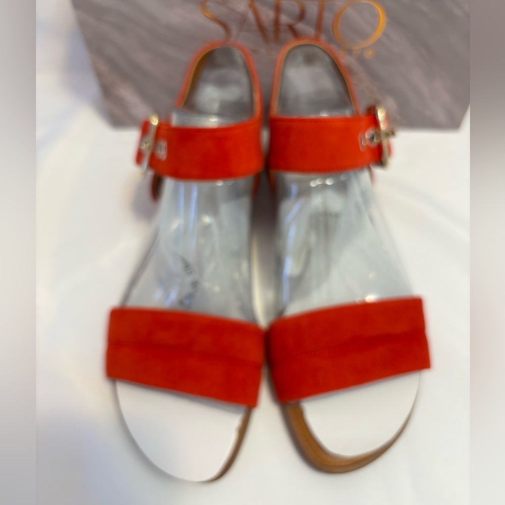 Franco Sarto Pop Red Suede Patterson Sandal Size 7 New In Box - Picture 6 of 9